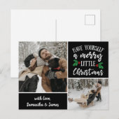 オリジナル名 2 枚の写真を飾るクリスマスコラージュ ポストカード (正面/裏面)
