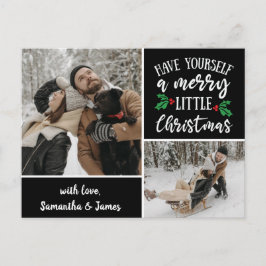 オリジナル名 2 枚の写真を飾るクリスマスコラージュ ポストカード