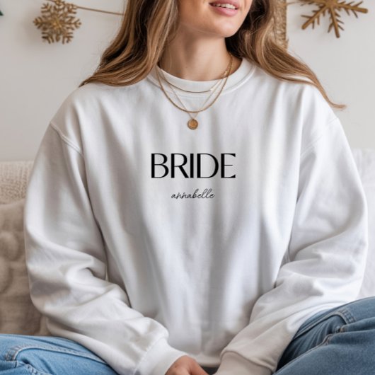 オリジナル名 'Bride' ミニマル ウェディング タイポグラフィ スウェットシャツ