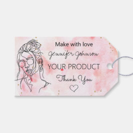オリジナル女性ポートレートピンク ギフトタグ