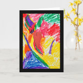 オリジナル子供アートプリント カード (黄色い花)