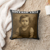 オリジナル子供時代の写真&年 ヴィンテージ パーソナライズド クッション (ブランケット)