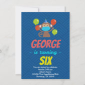 オリジナル子供猿マスク カートゥーン 誕生日招待状 招待状 (正面)