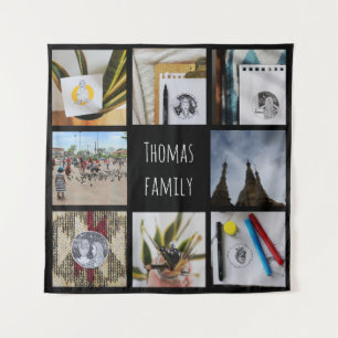 オリジナル家族写真と名前インスタグラムコラージュ タペストリー