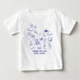 オリジナル家族夏のビーチ旅行グループおそろい ベビーTシャツ
