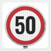 オリジナル年齢の誕生日プレート(交通標識付き) スクエアシール (正面)