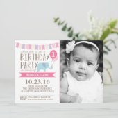 オリジナル年齢の象の誕生日パーティー | 誕生日 招待状 (スタンド正面)