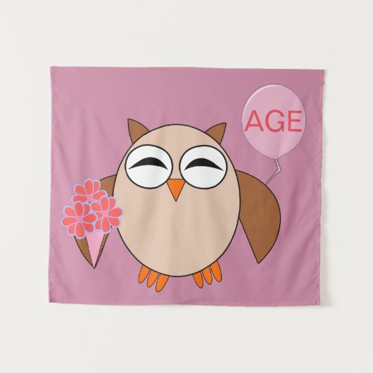 オリジナル年齢誕生日フクロウタペストリー タペストリー (正面(横))
