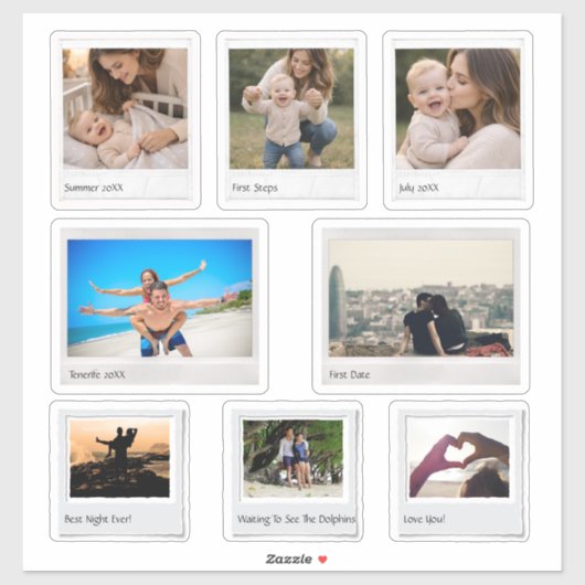 オリジナル思い出ステッカーシート 8枚の写真付き シール (シート)