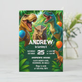 オリジナル恐竜T-Rex誕生日パーティー恐竜少年 招待状 (スタンド正面)