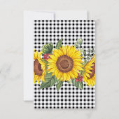 オリジナル感謝カード – ブラックギンガム & ヒマワリ サンキューカード (裏面)