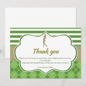 オリジナル感謝カード 緑 ゴールド ゴルフ パーソナライズ 招待状 (正面/裏面)