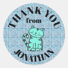 オリジナル感謝ステッカー - 青系の色合い ラウンドシール