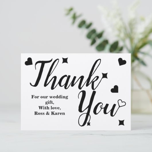 オリジナル感謝メッセージ シンプルな手書き風タイポグラフィ サンキューカード (スタンド正面)