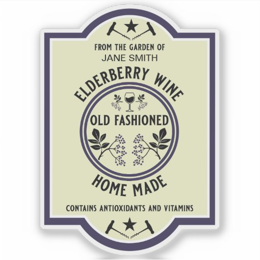 オリジナル手作りエルダーベリー飲料 シール (正面)