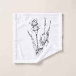オリジナル手描きアイリス、ファインアート ウォッシュタオル