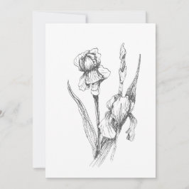 オリジナル手描きアイリス、ボタニカルアート 招待状