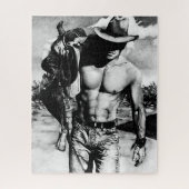 オリジナル手描きセクシーカウボーイマン男性へ ジグソーパズル (縦)
