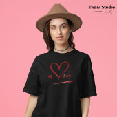 オリジナル手描きラブハートミニマルモダンリスト Tシャツ