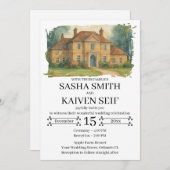 オリジナル手描き会場イラスト結婚式招待状 招待状 (正面/裏面)