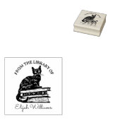 オリジナル手書き名前、図書館ねこブック ラバースタンプ (押印)