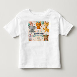 オリジナル折り紙動物パーティーイラスト トドラーTシャツ