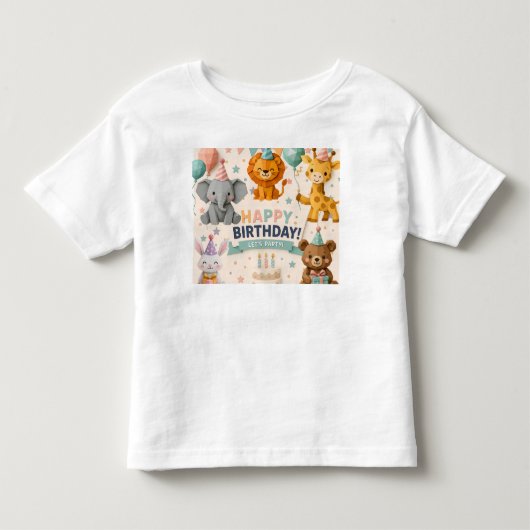 オリジナル折り紙動物パーティーイラスト トドラーTシャツ (正面)