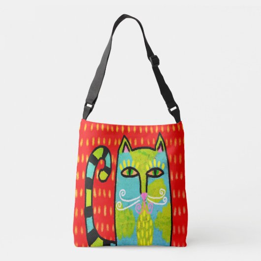 オリジナル抽象アート猫トートバッグ クロスボディバッグ (裏面)