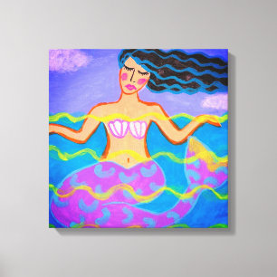 オリジナル抽象芸術アクリル絵画マーメイド キャンバスプリント