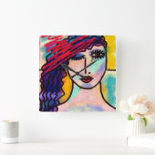 オリジナル抽象芸術アートウォールクロック スクエア壁時計 (ホーム)