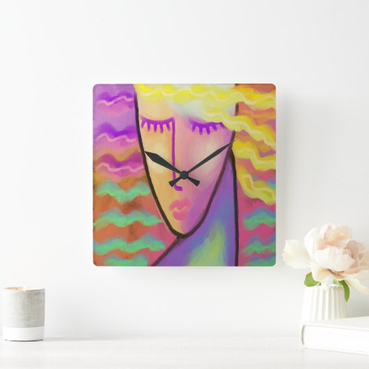 オリジナル抽象芸術アートスクエアウォールクロック スクエア壁時計 (ホーム)