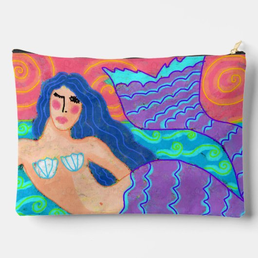 オリジナル抽象芸術アートマーメイド アクセサリーポーチ (裏面)