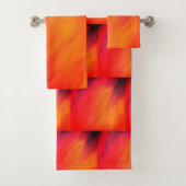 オリジナル抽象芸術アート黄色とオレンジ バスタオルセット (インサイチュ)