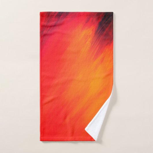 オリジナル抽象芸術アート黄色とオレンジ バスタオルセット (ハンドタオル)