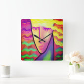 オリジナル抽象芸術アート スクエア壁時計 (ホーム)