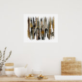 オリジナル抽象芸術ウォールアートグレー白黒金ゴールド ポスター (キッチン)