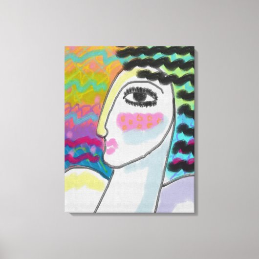オリジナル抽象芸術デジタルポートレートの女性 キャンバスプリント (正面)