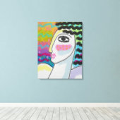 オリジナル抽象芸術デジタルポートレートの女性 キャンバスプリント (インサイチュ (ウッドフロア))