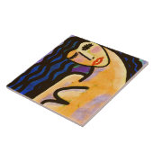 オリジナル抽象芸術デジタルポートレートの女性 タイル (側面)