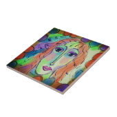 オリジナル抽象芸術デジタルポートレートの女性 タイル (側面)