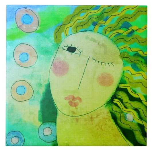 オリジナル抽象芸術デジ絵画タル・オブ・ザ・ウーマン タイル (正面)