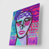 オリジナル抽象芸術ポートレート スクエア壁時計 (傾斜)