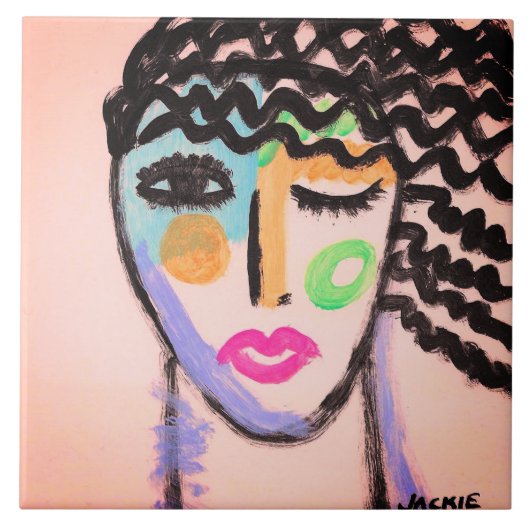 オリジナル抽象芸術ポートレート タイル (正面)