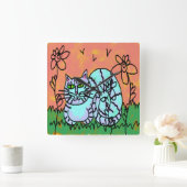 オリジナル抽象芸術猫芸術 スクエア壁時計 (ホーム)