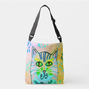 オリジナル抽象芸術絵を描キャットオントートバッグ クロスボディバッグ