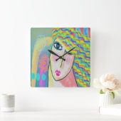 オリジナル抽象芸術絵画ズスクエアウォールクロック スクエア壁時計 (ホーム)
