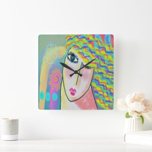 オリジナル抽象芸術絵画ズスクエアウォールクロック スクエア壁時計 (ホーム)