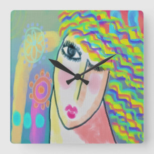 オリジナル抽象芸術絵画ズスクエアウォールクロック スクエア壁時計