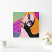 オリジナル抽象芸術絵画ズスクエアウォールクロック スクエア壁時計 (ホーム)
