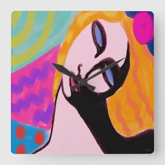 オリジナル抽象芸術絵画ズスクエアウォールクロック スクエア壁時計 (正面)